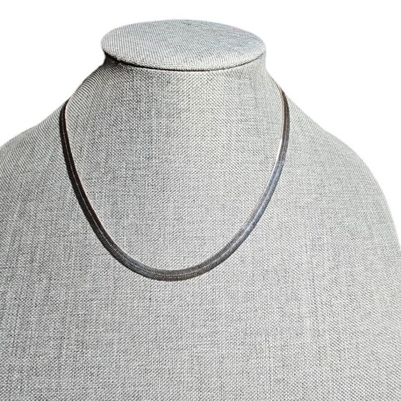 Silver-tone Herringbone 18" Serenity Choker Necklace - Picture 1 of 6